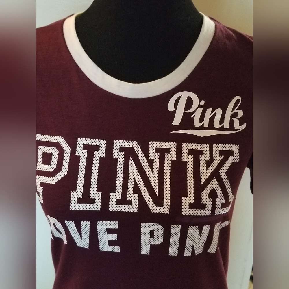 NEW Victoria Secret PINK Campus Ringer Fitted T-shirt Large (Fits like M)